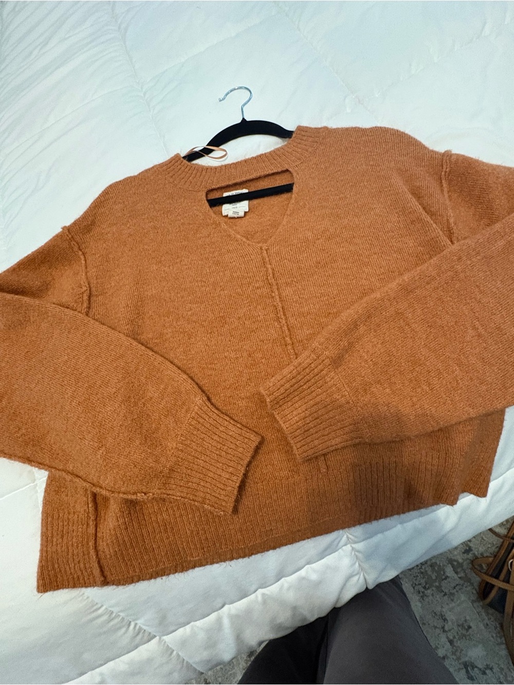 Billabong Cropped Crewneck Sweater in Burnt Orange